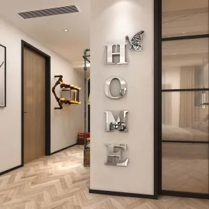 3D Mirror Wall Sticker for Home Decoration, Home Logo, Entrance Decoration