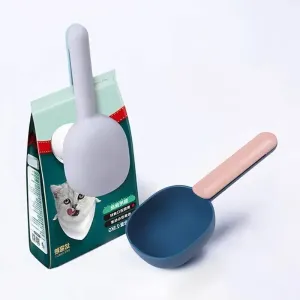 Colher de comida para cães multifuncional colher de alimentação para animais de estimação com clipe de vedação grau plástico ...