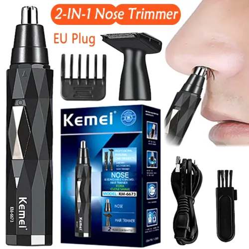 Kemei-Aparador de pelos narizes recarregável para homens, aparador de barba e sobrancelha, limpador de nariz e orelha, máquin...