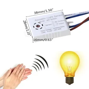 Inteligente Som e Voz Sensor Interruptor de Luz, 220V Módulo Detector, Auto On Off, Uso no Corredor, Banheira, Armazém, Escad...