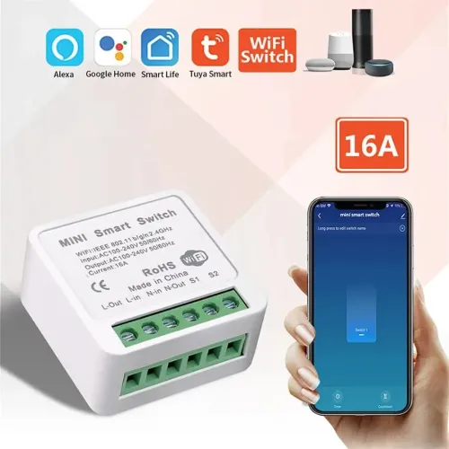 16A Wifi Smart Switch Smart Home Light Switches Módulo 2 Way Control Trabalho com Tuya Smart Life Alexa Google Home Switch
