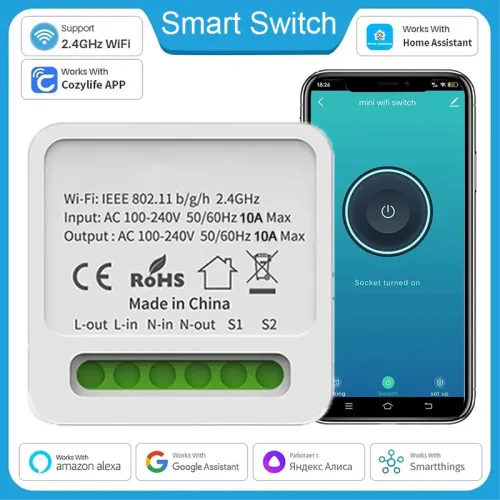 Interruptores de luz doméstica inteligente, módulo de comutação WiFi, controle de 2 vias, aplicativo Cozylife, trabalho com A...