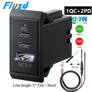 Tomada de energia 12v 24v usb, carregador de carro, adaptador de carregador de celular automático, carregamento rápido para c...