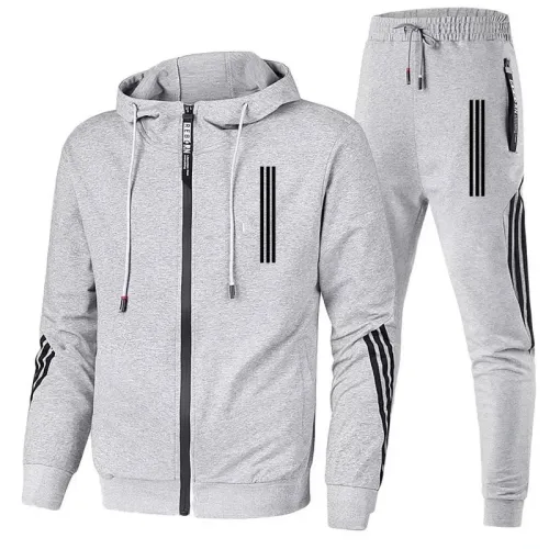 Hoodies e calças para homens, 2 conjuntos, Hoodie Inclinação Tripla, Jaqueta, Fatos de treino esportivos, Jogging, Masculino ...