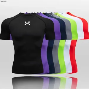 Camisa de compressão respirável de proteção solar masculina, camiseta esportiva, Rashguard, Jiu Jitsu Fitness, ginástica, cor...
