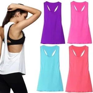 Novo esporte overshirt feminino fitness esportes tanque superior de volta em forma de t secagem rápida magro sem mangas corre...