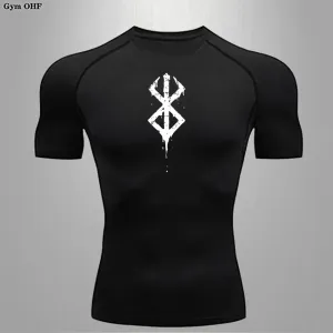 Camiseta masculina de manga curta anime berserk, camisa de compressão, corrida, secagem rápida, ginásio, jogging, camisas esp...