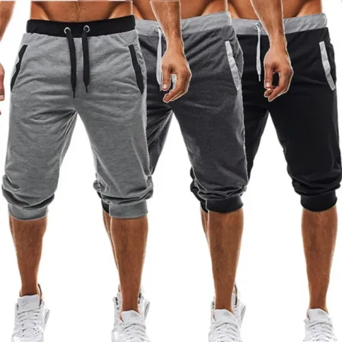 Shorts de corrida de algodão respirável masculino, shorts casuais calças cortadas de praia, moletom curto de ginástica, moda ...