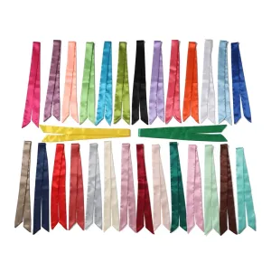 Novo Pequeno Lenço De Seda Estreito Cetim Fino Cachecóis Pescoço Tie Handle Bag Fitas Headband Fino Cor Sólida Longo Lenço Mu...
