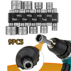 Power Nuts Driver Drill Bit Conjunto de Ferramentas, Hex Shank Chaves, Metric Socket Wrench, Parafuso Impacto Driver Bit Set ...