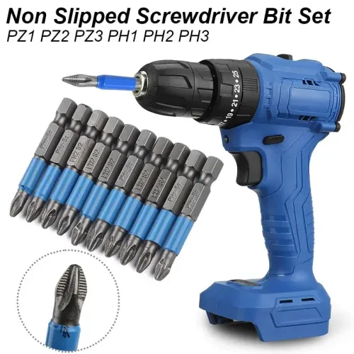 Conjunto de bits de chave de fenda magnética anti deslizamento não cruz phillip broca elétrica kit cabeça chave de fenda impa...