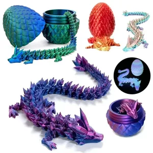 1/2 pçs 3d impresso dragão ovo com dragão completo articulado dragão modle móvel rotativo articulado ornamento de mesa brinqu...