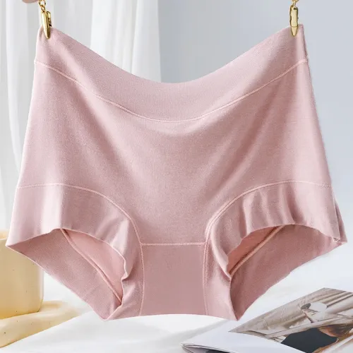 Calcinha modal de cintura alta feminina, cuecas plus size para senhora, cuecas respiráveis, monocromáticas, lingerie feminina...