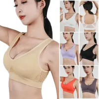 Sutiã esportivo push up à prova de choque feminino acolchoado malha sem fio fitness ginásio correndo topos sem costura sutiãs...
