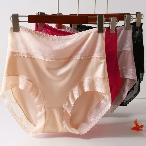 Novo sexy de alta qualidade cetim transparente malha roupa interior feminina sem traço grandes cuecas tamanhos grandes