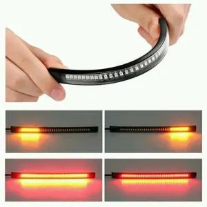 Barra de luz da motocicleta flexível Tira Tail Turn Signal Freio traseiro traseiro cauda Lâmpada de parada 3528SMD 3014SMD, D...