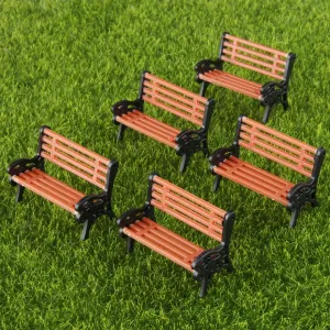 Mini Jardim Parque Bench Ornamento, Miniatura Parque Bench Artesanato, Figurinhas DIY, Decoração Paisagem, 1: 30-5 Pcs