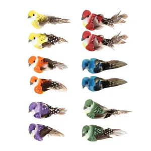 12 pçs conjunto pássaros artificiais espuma falsa animal simulação pena pássaros modelos diy casamento casa jardim ornamento ...