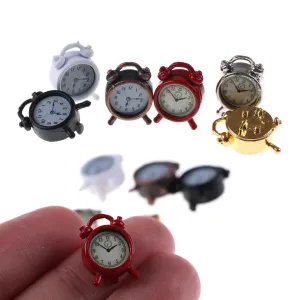 Mini relógio miniatura de alarme para casa de bonecas, decoração em escala 1:12, acessório de cozinha e sala de estar, 6 core...