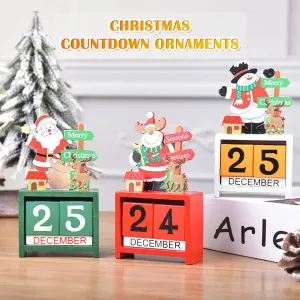 Natal De Madeira Calendário Ornamento, Contagem Regressiva, Papai Noel, Boneco de Neve, DIY para Mesa, Desenhos Animados, Min...