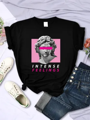 Sentimentos intensos Engraçado Hot Sale T-Shirts Mulheres Moda Casual Roupas de Verão Respirável Tee Roupas Hip Hop Personali...