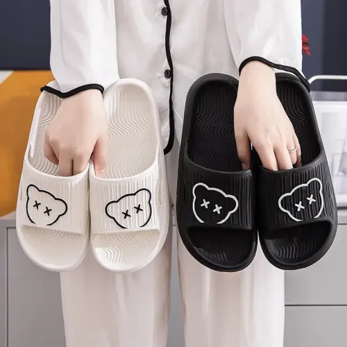 Chinelos para mulheres verão sola plana antiderrapante unisex slides quente luz interior eva homens casais senhoras dos desen...