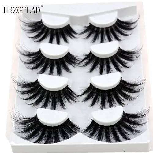 2020 novo volume cílios vison natural cílios 25mm cílios 4 par 3d cílios 100% cílios artesanais extensão cílios postiços