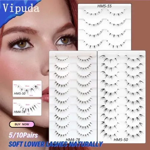 VIPUDA-Clear Band Cílios Inferiores, Olhos Coreanos Naturais, Manga, Lower Lash Cluster, Wispy Bottom, Cosplay Make Up, 5 Par...