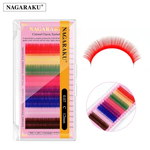 NAGARAKU MIX Cílios Coloridos 16 linhas Premium Extensão de Cílios de Alta Qualidade Macaron Arco-íris Maquiagem Individual C...
