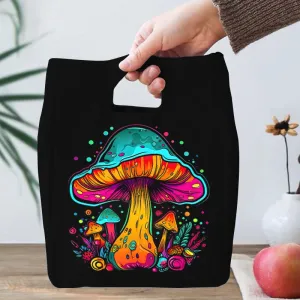 Saco de almoço de lona com padrão de cogumelos aquarela, meninos, meninas, gato engraçado, design de cogumelo, portátil, saco...