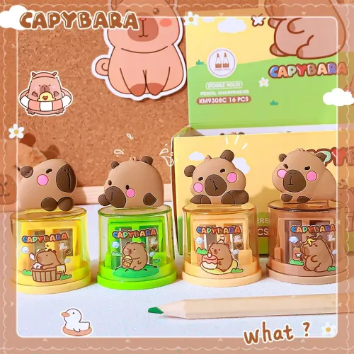Estético kawaii papelaria criativo material de escritório sala de aula material escolar capivara apontador de lápis para a es...