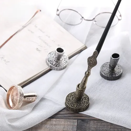 Vintage Metal Pen Holder, Redonda Inserção, Pena Quill, Dip Canetas, Escola, Material de Escritório, Papelaria, Presente Estu...