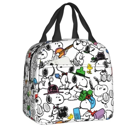 Custom Cute Cartoon Snoopy Lunch Bag, refrigerador térmico, caixa isolada, recipiente para crianças, escola, trabalho, comida...
