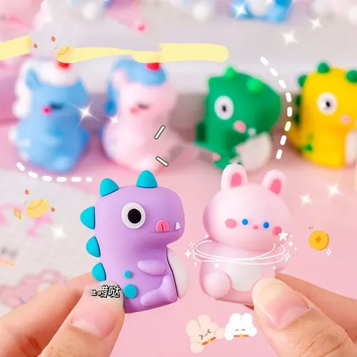 Animais Cartoon Pencil Sharpener, Papelaria Kawaii, Material de Escritório, Acessórios Escolares com Borracha, Presente, 1 Pe...