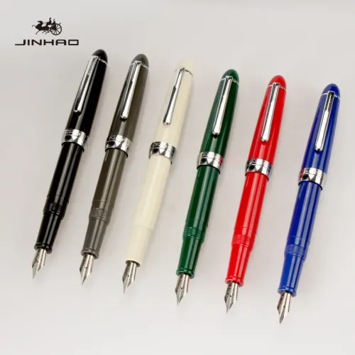 JINHAO-992 Clipe de Prata Caneta-tinteiro, Canetas de Tinta para a Escola e Escritório, Escrita Papelaria, 0.5mm, 12 Cores, A...
