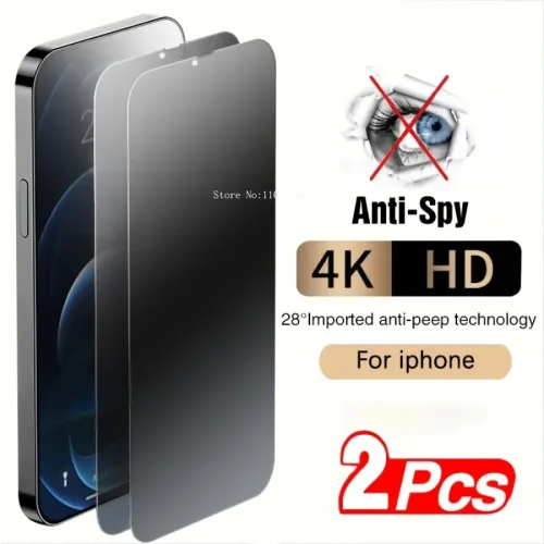 Película de vidro temperado anti-espião, fosco, adequado para iPhone 14, 13, 12, 11 Pro Max, Mini, X, XS, 7, 8, 14, 15 Plus, ...