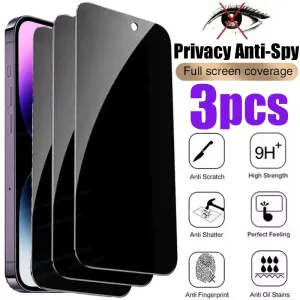 Protetor de Tela Anti-Espião Completo, Vidro de Privacidade para iPhone 11, 12, 13 Pro Max, 14 Pro, 8 Plus, XS, XR Vidro Temp...