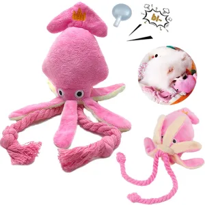 Brinquedo de pelúcia polvo para animais de estimação, brinquedo squeaky com corda, brinquedo interativo, treinamento de cacho...