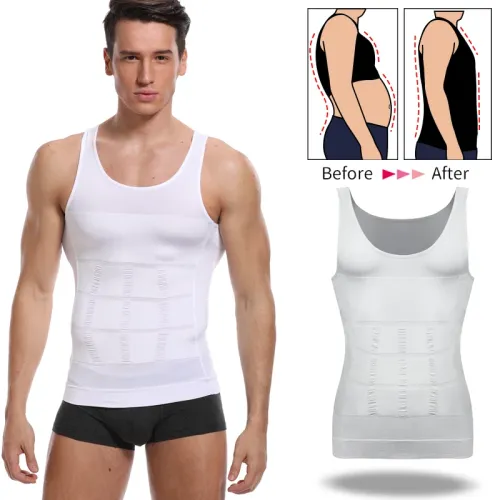 Mens shaper do corpo barriga reduzindo shapewear abs abdômen emagrecimento camisas de compressão espartilho top de fitness es...