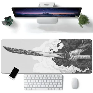 Preto e branco comic vento espada modelo teclado mouse pad tapete de mesa, mouse pad para jogos 3d com base de borracha antid...