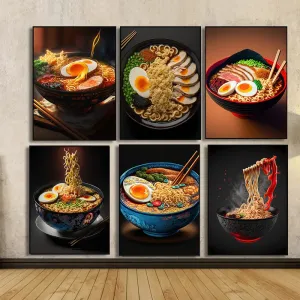 Pôsteres japoneses do Ramen e dos Noodles do alimento, impressão da lona, arte moderna da parede, imagem para a sala da cozin...