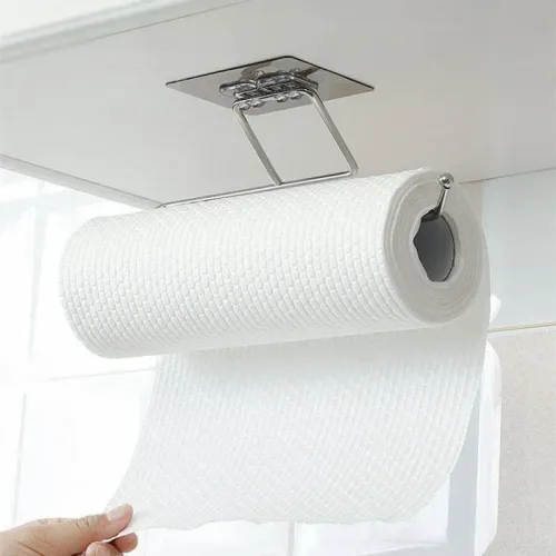 Sob o armário de toalha rolo suporte papel auto adesivo cabide rack organizador para cozinha banheiro prateleira barra eletro...