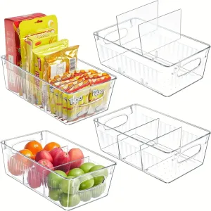 Organizador De Geladeira Bin Organizador De Armazenamento De Alimentos De Plástico Transparente Caixa De Armazenamento De Gel...