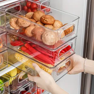 Caixa transparente de plástico para geladeira, caixa de armazenamento de cosméticos, cozinha, acrílico, organizador de armaze...
