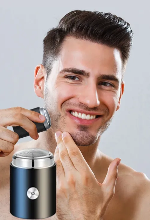 Mini barbeador elétrico para homens, carregamento USB, portátil, viagem, bolso, rosto, aparador de barba, lâmina corporal, du...