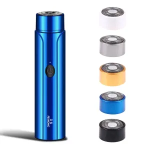 Mini barbeador elétrico portátil para homens, aparador de barba, substituição da lâmina