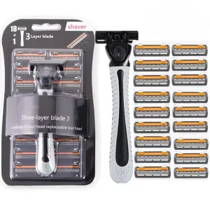 Barbeador novo design masculino navalha de barbear três camadas barbeador reutilizável lâmina importada multi ferramenta cabe...