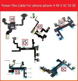 Genuíno mudo & volume & cabo flexível de alimentação para iphone 4 4S 5 5S 5c se volume & interruptor liga/desliga botão fita...