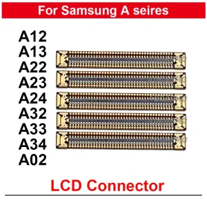 Conector do painel LCD MainBoard, FPC para Samsung Galaxy A12, A13, A23, A22, A24, A32, A33, A34, A02, 5 PCes pelo lote