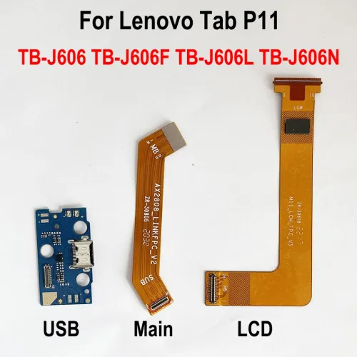 Conector USB Porta De Carregamento, Charge Dock Board, Display LCD, Motherboard Cabo Flex para Lenovo Tab P11, TB-J606F, TB-J...